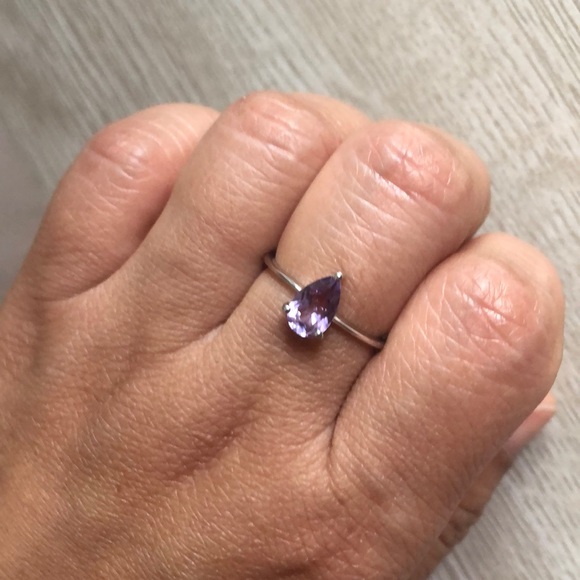 Sterling Silver and Amethyst Ring, Size 6 - Picture 2 of 4